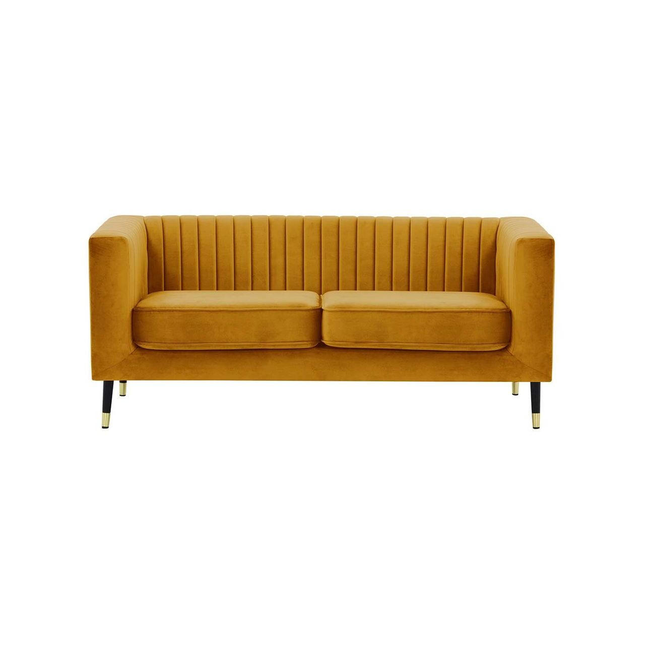 ZWEISITZER-SOFA Slender-Velluto 8 - Gelb, Holz/Textil (170/71/83cm) - SLF24