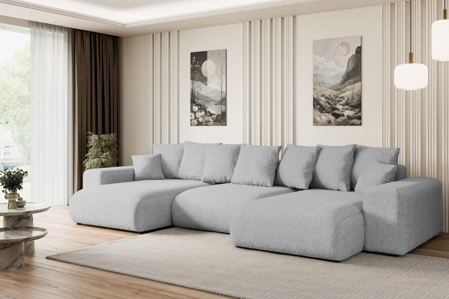 Thumbnail - Altdecor Wohnlandschaft, Hellgrau, Textil, 6-Sitzer, 352x84x165 cm, Wohnzimmer, Sofas & Couches, Wohnlandschaften, Wohnl...