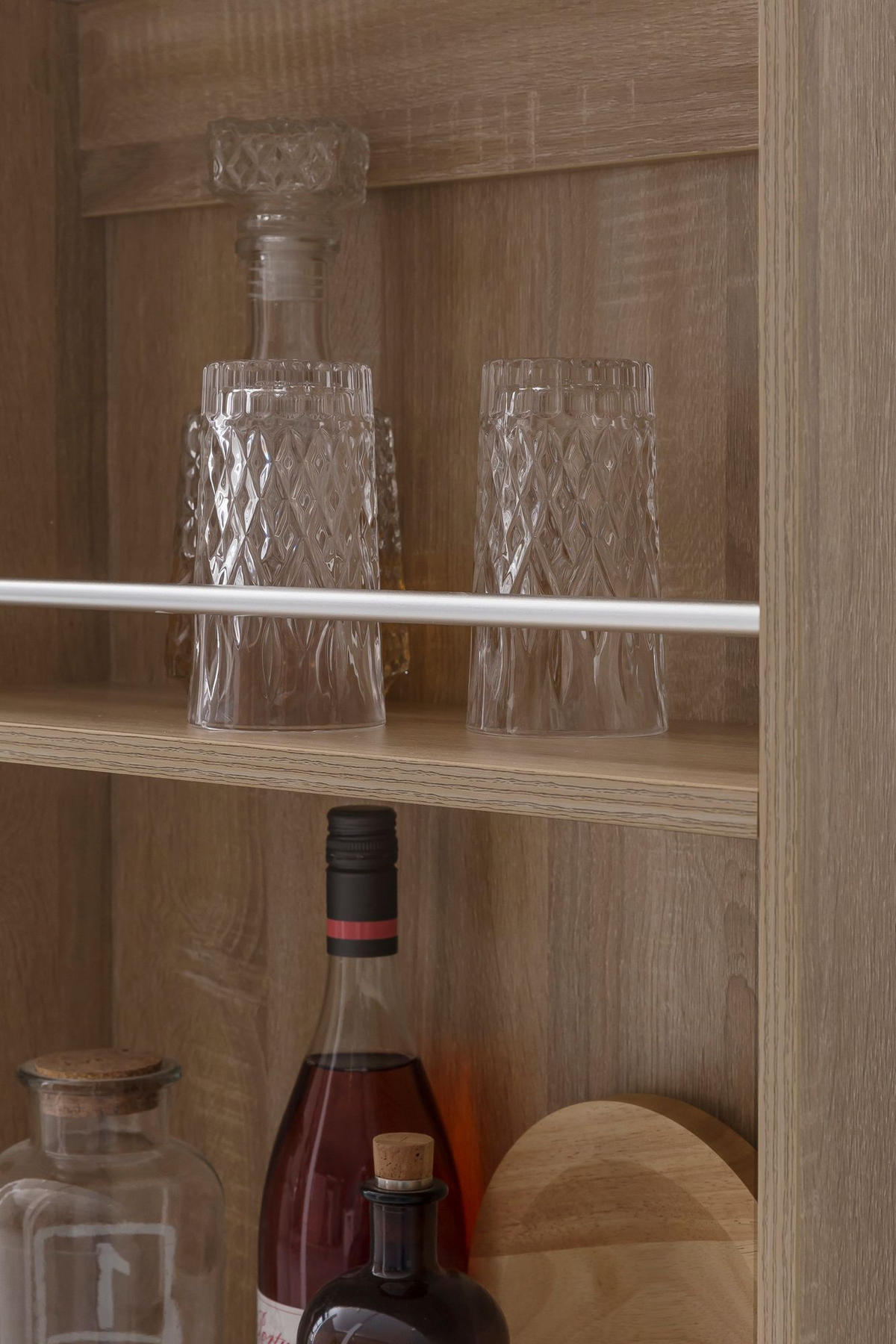 KÜCHENTRESEN GANDER Edelstahl 3 Fächer Ablage, Beige 120x60x107 cm - Beige, Holz/Metall (120/107/60cm) - KADIMA DESIGN