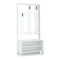 EINGANGSMÖBEL mit 3 Regalen und 3 Haken für Kleiderbügel H180 cm - Chester - Weiß, Holzwerkstoff (36/180/90cm) - Calicosy