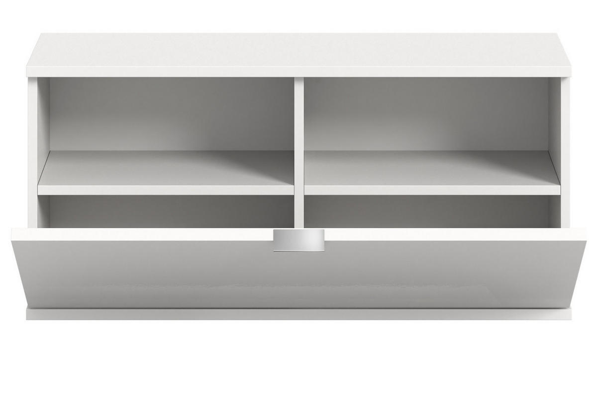 SCHUHSCHRANK weiß Hochglanz 91 cm, Kommode hängend, Flur- und Dielenmöbel - Chromfarben/Weiß Hochglanz, Holzwerkstoff/Kunststoff (91/43/34cm) - Inn.Furn