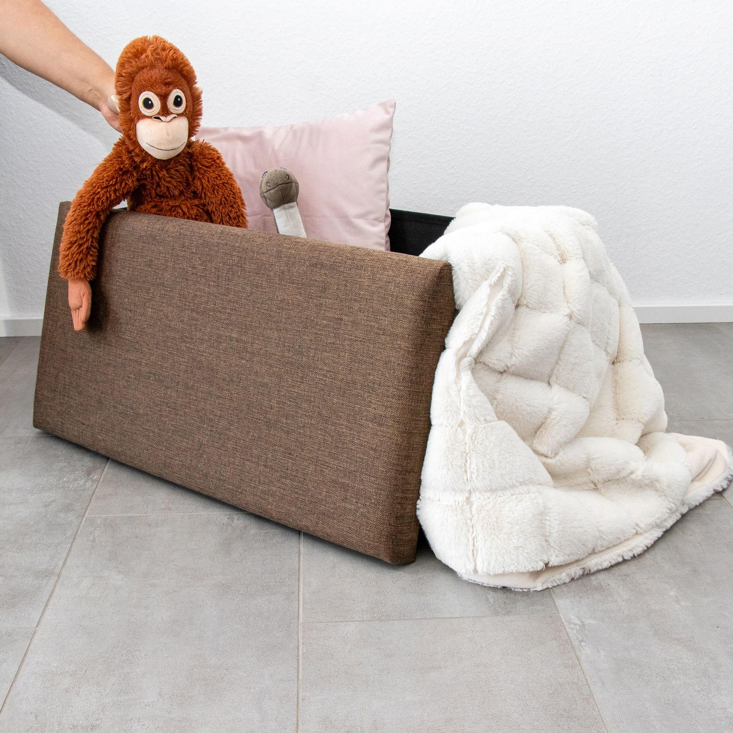 SITZBANK Faltbar in Leinen Optik 78/38/38 cm (Braun) - Braun, Textil (78/38/38cm) - Intirilife