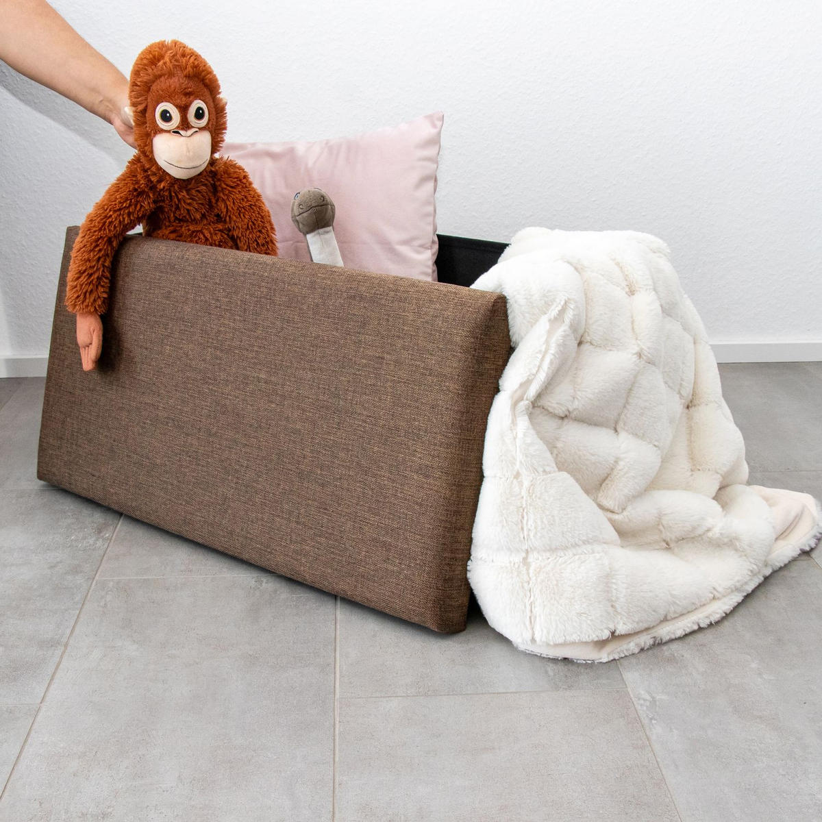 SITZBANK Faltbar in Leinen Optik 78/38/38 cm (Braun) - Braun, Textil (78/38/38cm) - Intirilife