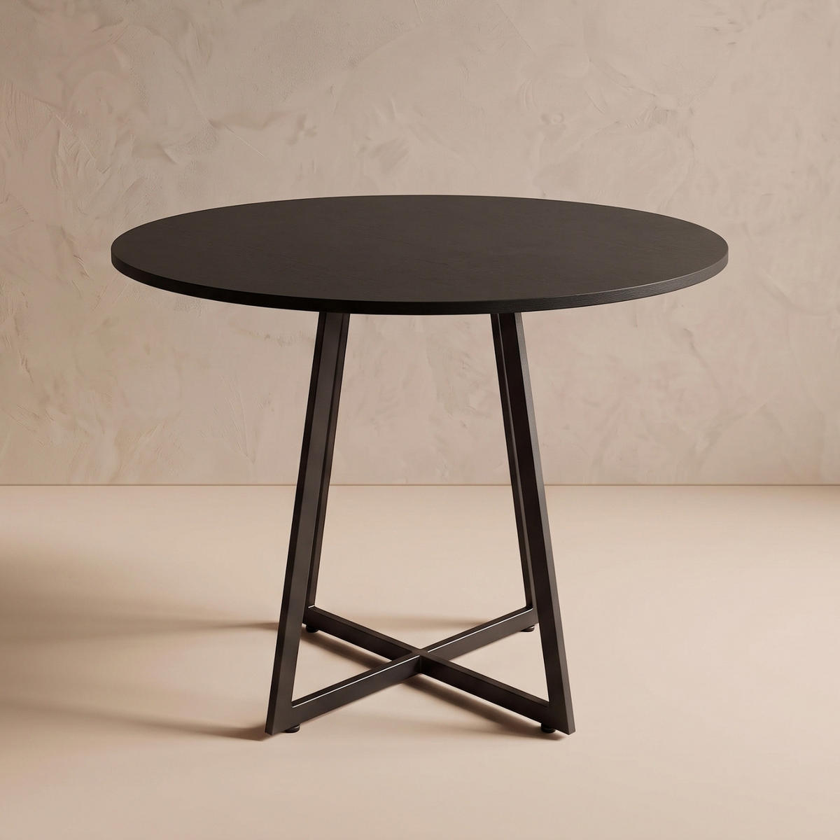 TISCH auf gekreuzter Standfußkonstruktion rund Schwarz 80/80/72 cm - Schwarz, Metall (80/80/72cm) - SCENA LIVING