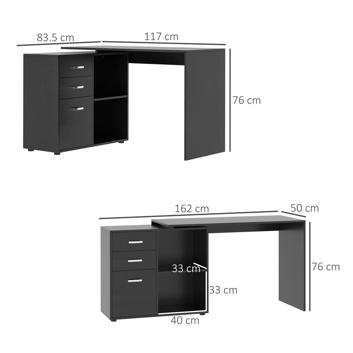 BÜROTISCH Schwarz 1 Stück - Schwarz, Holzwerkstoff (83.5/117/76cm) - GiPP