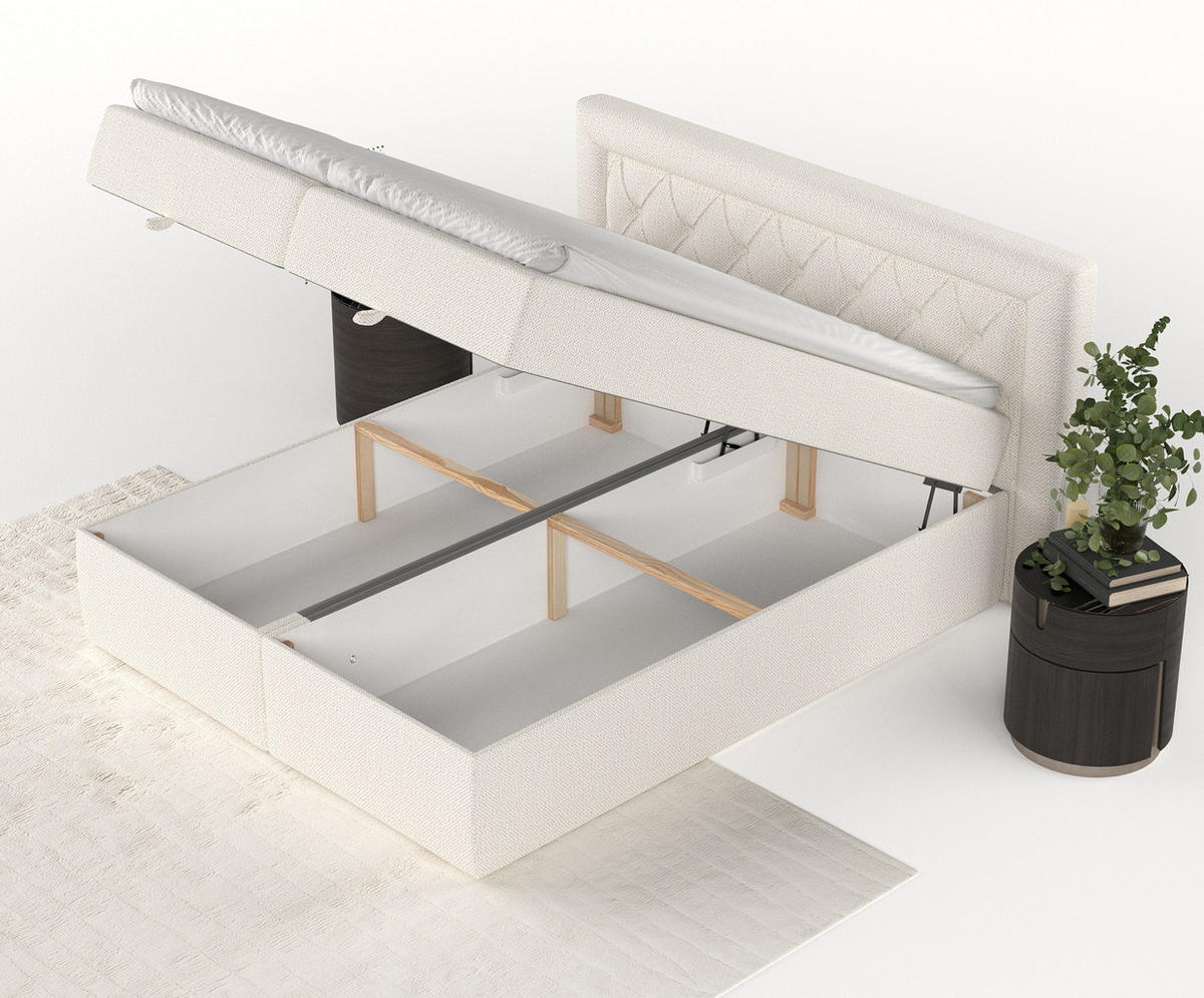 BOXBETT Jayleen Creme 140/200 cm - Creme/Schwarz, Holz/Holzwerkstoff (140/200cm) - Maison de Reve