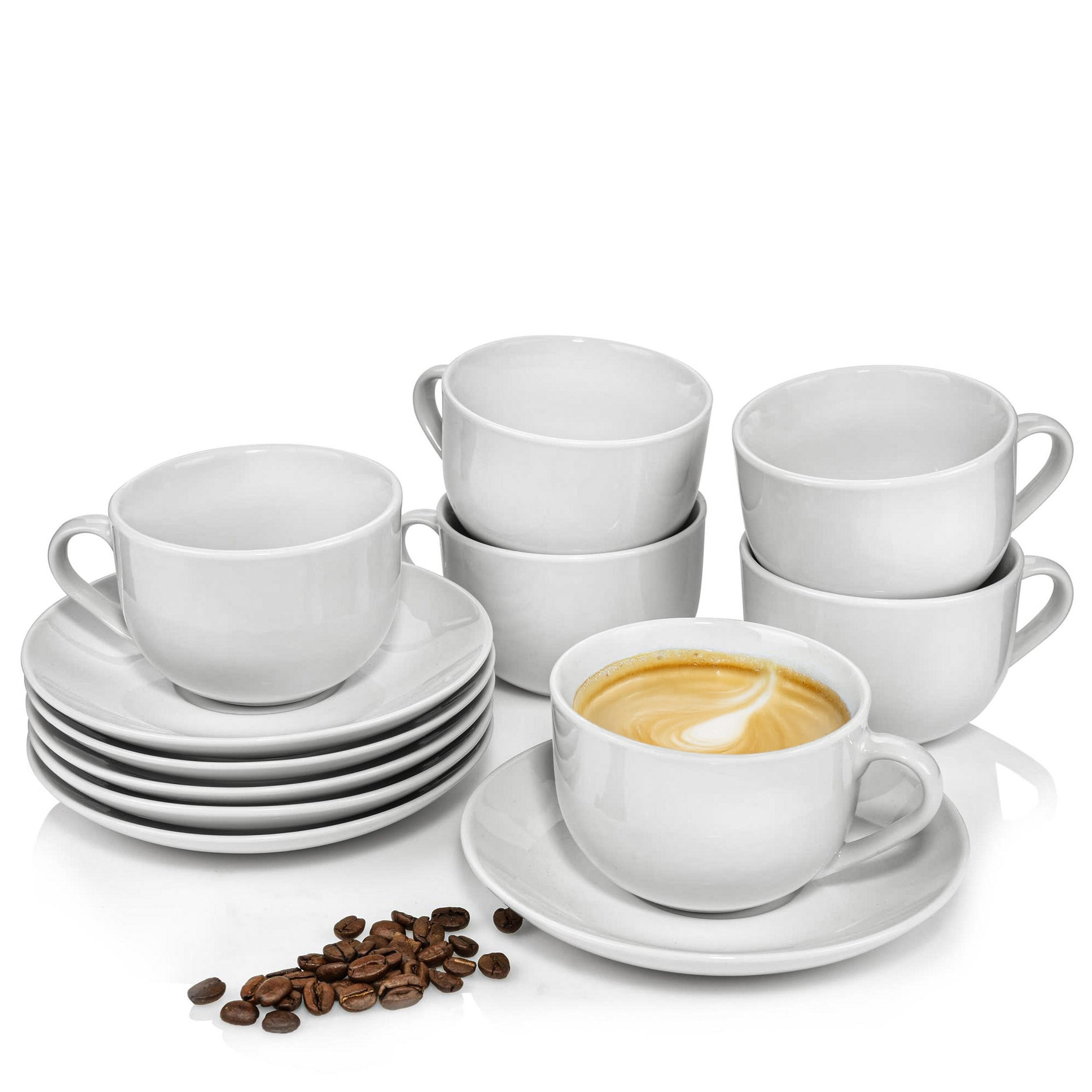 KAFFEETASSEN SET MARLO - 12 teilig aus Porzellan - Weiß, Keramik (14/6/14cm) - Sänger