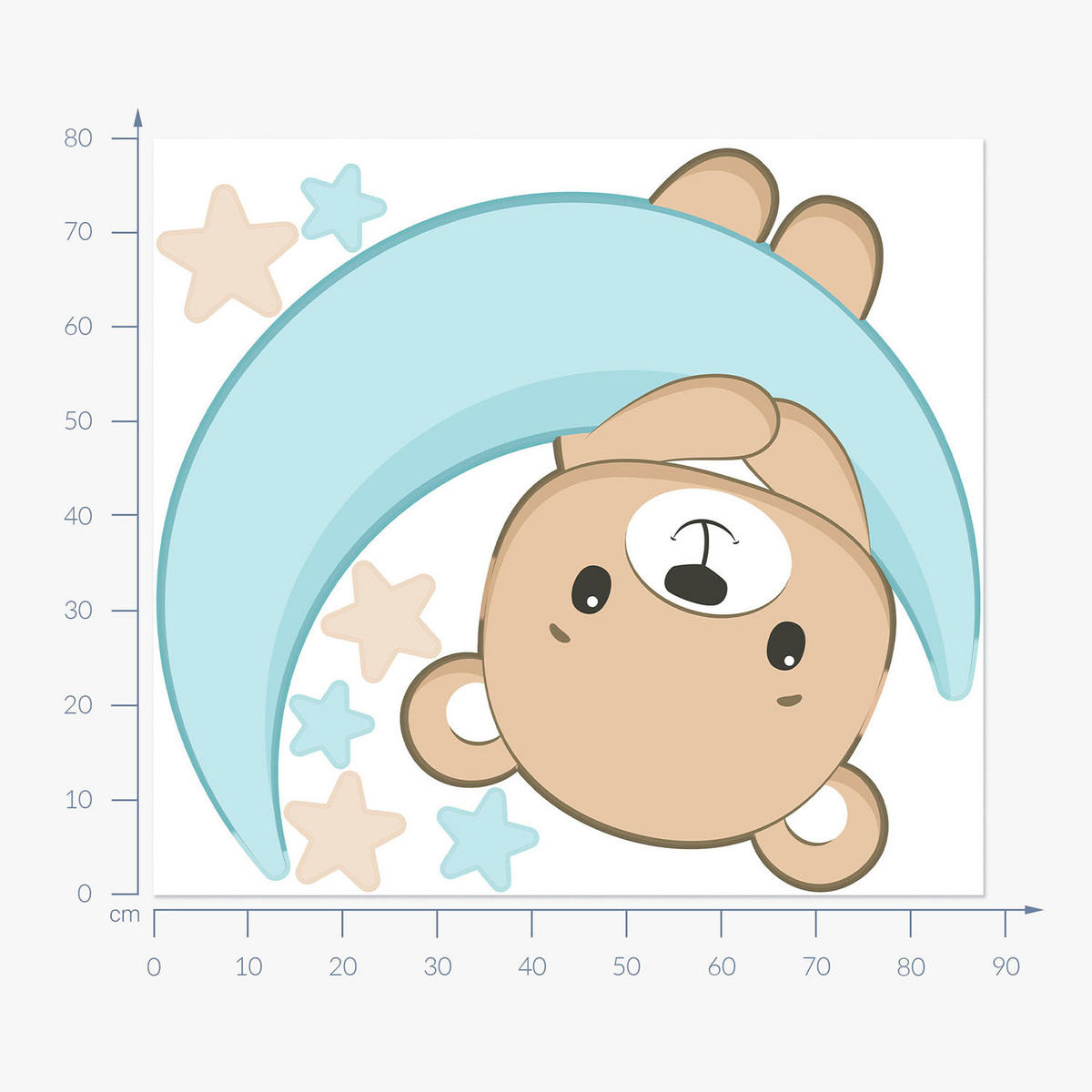 WANDAUFKLEBER 80x88cm - Teddybär zwischen den Sternen - Multicolor, Kunststoff (80/88/0.1cm) - Wallfluent