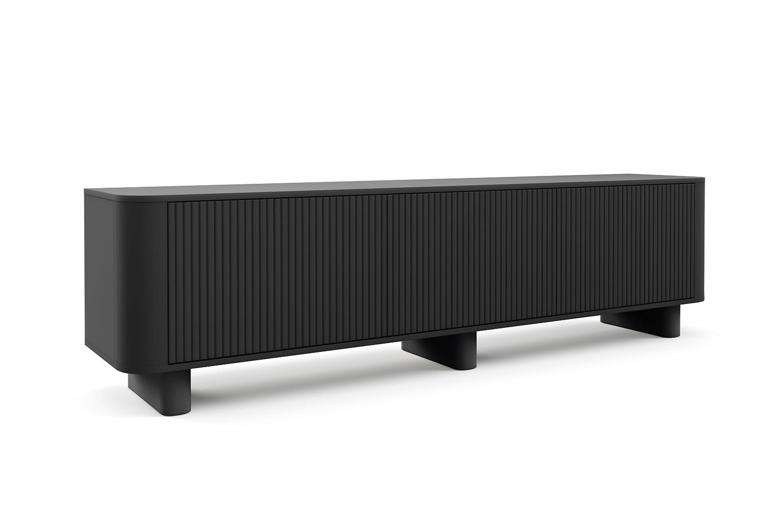 TV-SCHRANK Hängende RTV Kommode 200 cm Misterio mit Lamellen Schwarz - Schwarz, Holzwerkstoff (200/42/40cm) - Jerpax