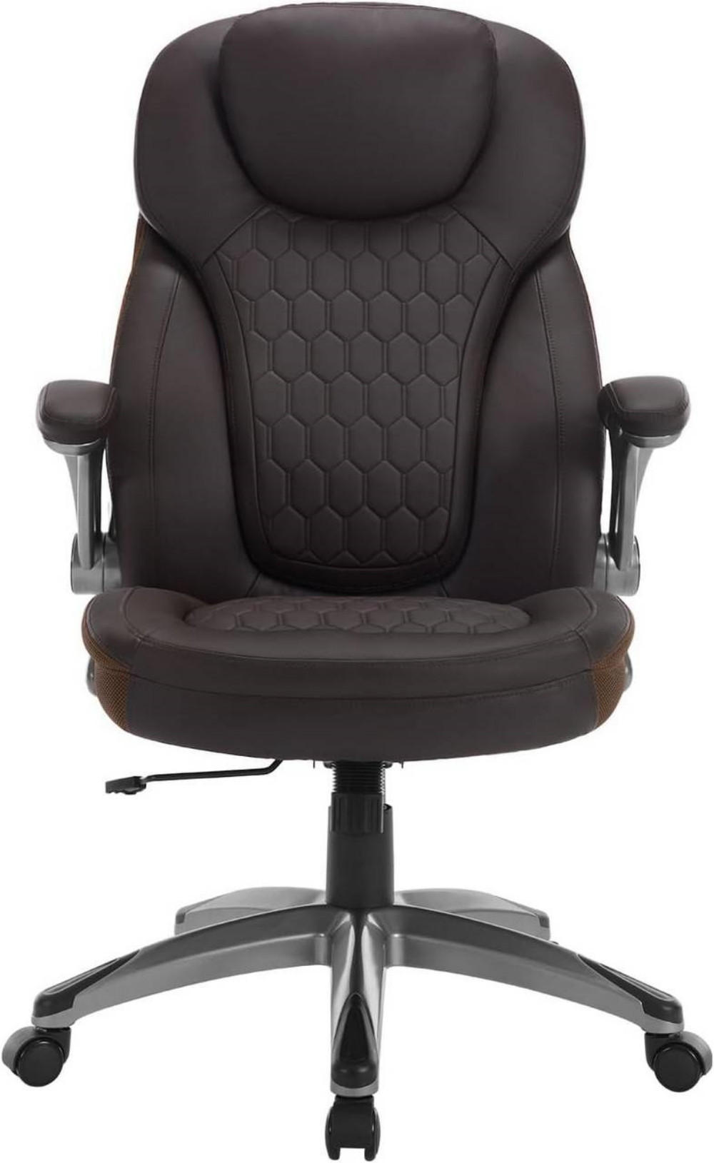 CHEFSESSEL mit Kopfstütze Armlehnen, Kunstleder, Braun - Schwarz/Braun, Kunststoff/Textil (72/114.5/78cm) - Woltu