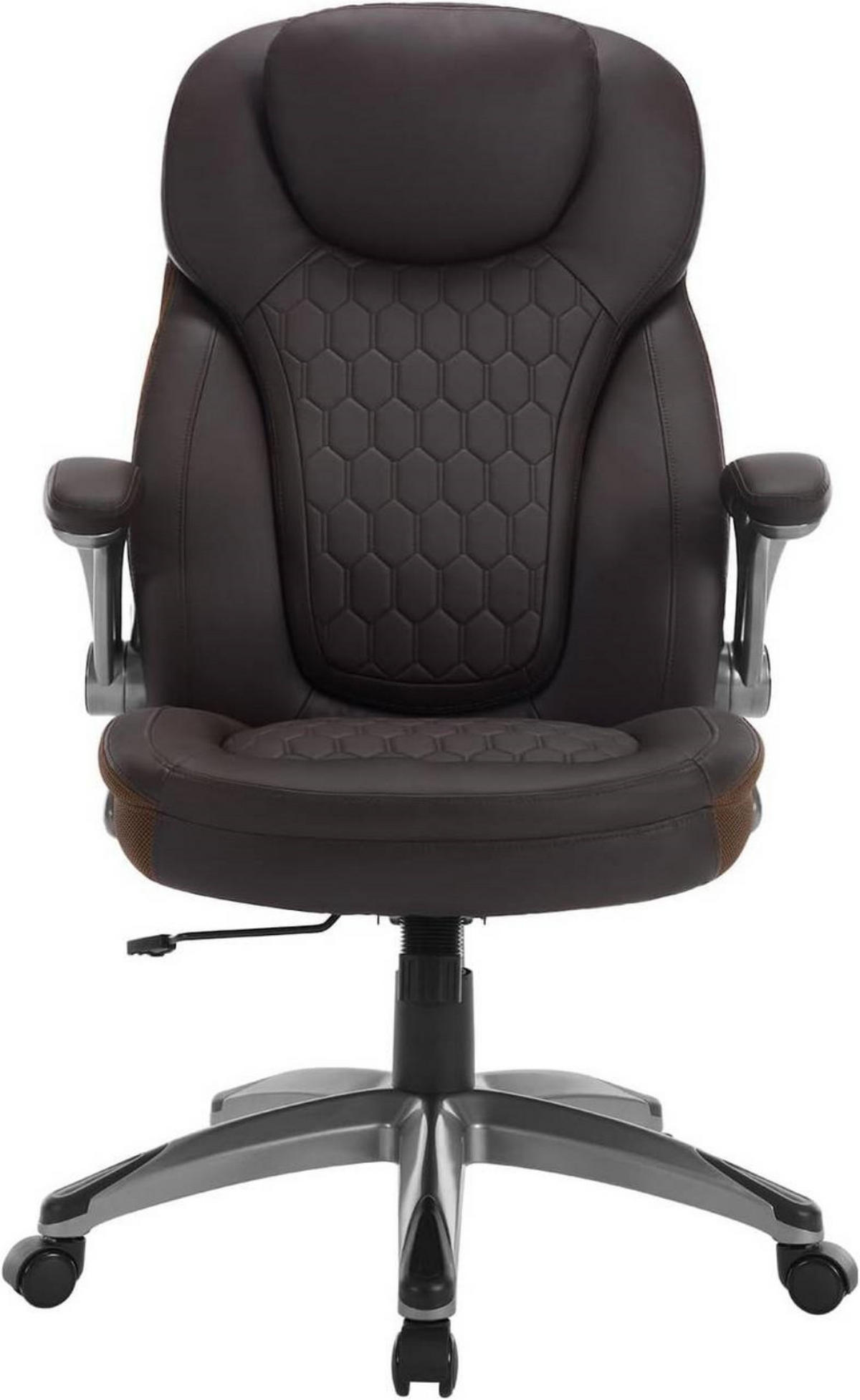CHEFSESSEL mit Kopfstütze Armlehnen, Kunstleder, Braun - Schwarz/Braun, Kunststoff/Textil (72/114.5/78cm) - Woltu