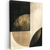 LEINWANDBILD Abstrakt - Geometrische Formen - Schwarz - Gold 60x80 cm - Ecru, Textil (60/80cm) - MuchoWow
