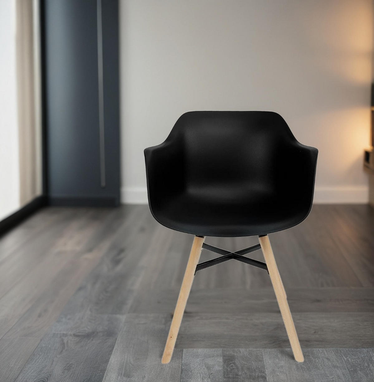 ESSZIMMERSTUHL Polypropylen Skandinavisch Hochbelastbar, Schwarz 81x57x56,5 cm - Beige/Schwarz, Kunststoff/Buchenholz (57/57/57cm) - KADIMA DESIGN
