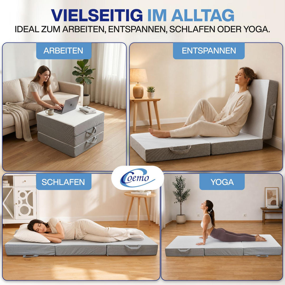 KLAPPMATRATZE FALKO 120/200 cm Höhe 16 cm - Weiß, Textil (120/200cm) - Coemo