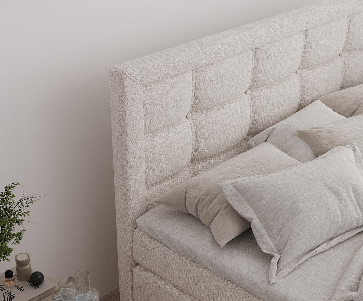 BOXSPRINGBETT Ambrosia Beige 180/200 cm - Beige/Schwarz, Holz/Holzwerkstoff (180/200cm) - Maison de Reve