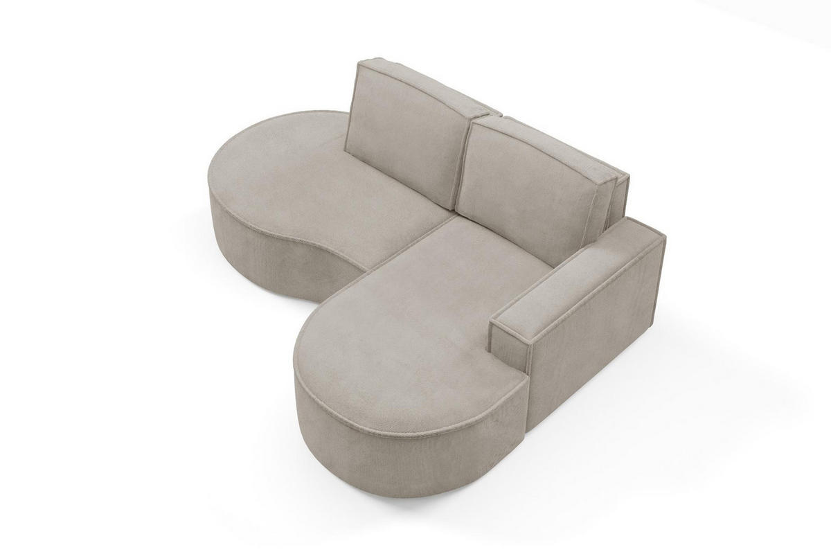 ECKSOFA Flow Kalt Beige, mit Kissen in Curio Stoff, rechte seite - Beige, Holzwerkstoff/Textil (210/157cm) - Bettso