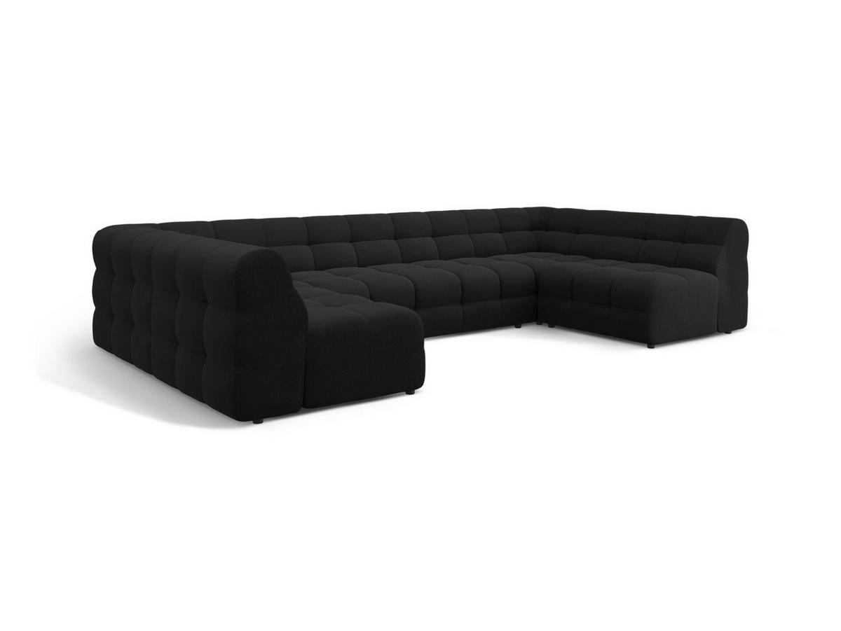 PANORAMASOFA Kendal aus strukturiertem Stoff schwarz 7 Sitzplätze - Schwarz, Textil (203/79/372cm) - Micadoni