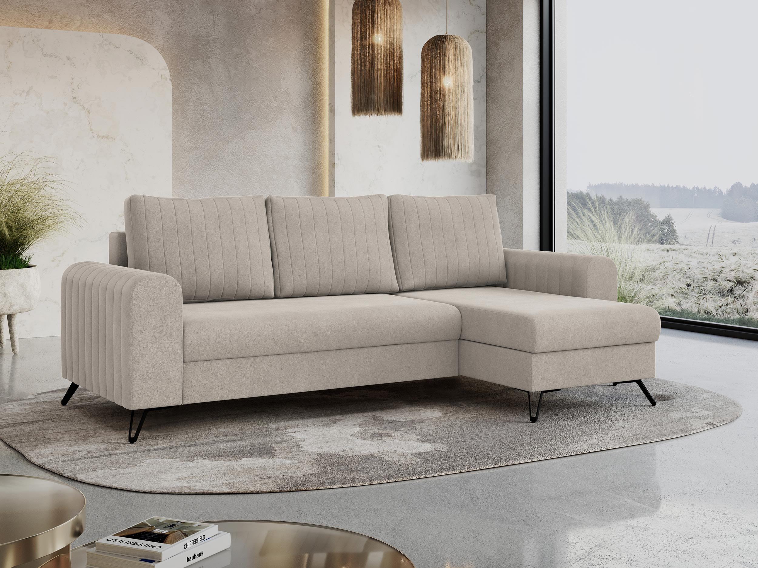 Thumbnail - MKS Ecksofa, Ecru, Textil, 3-Sitzer, L-Form,L-Form, 242x140 cm, Wohnzimmer, Sofas & Couches, Wohnlandschaften, Ecksofas