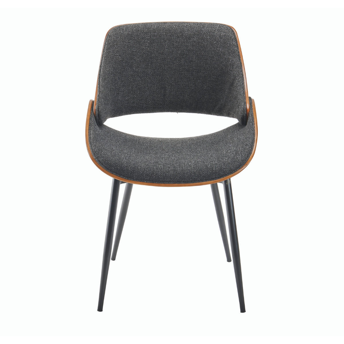 STUHL mit Nussbaum-Finish und grauem Stoffbezug - Mannix - Grau, Metall (61/78/61cm) - Signature