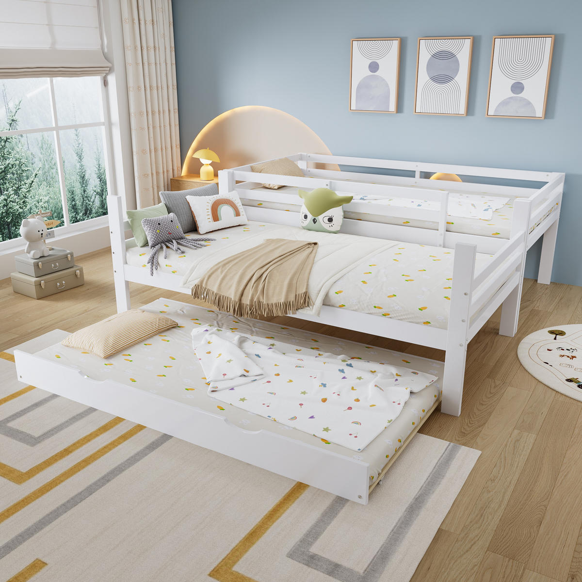 ETAGENBETT Ausziehbar Weiß 90x200cm - Weiß, Holz (90/200cm) - ComfortXL