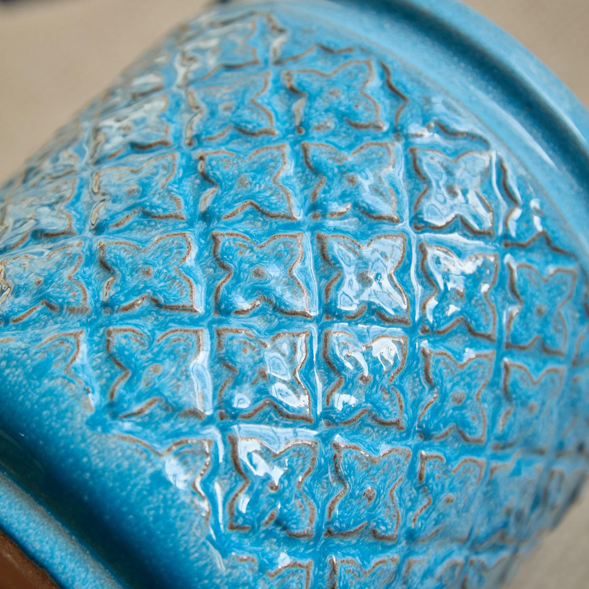 BLUMENTOPF großes Keramikpflanztopfset Frost&hitzebeständig&Ablaufloch - Blau, Keramik (38/38cm)
