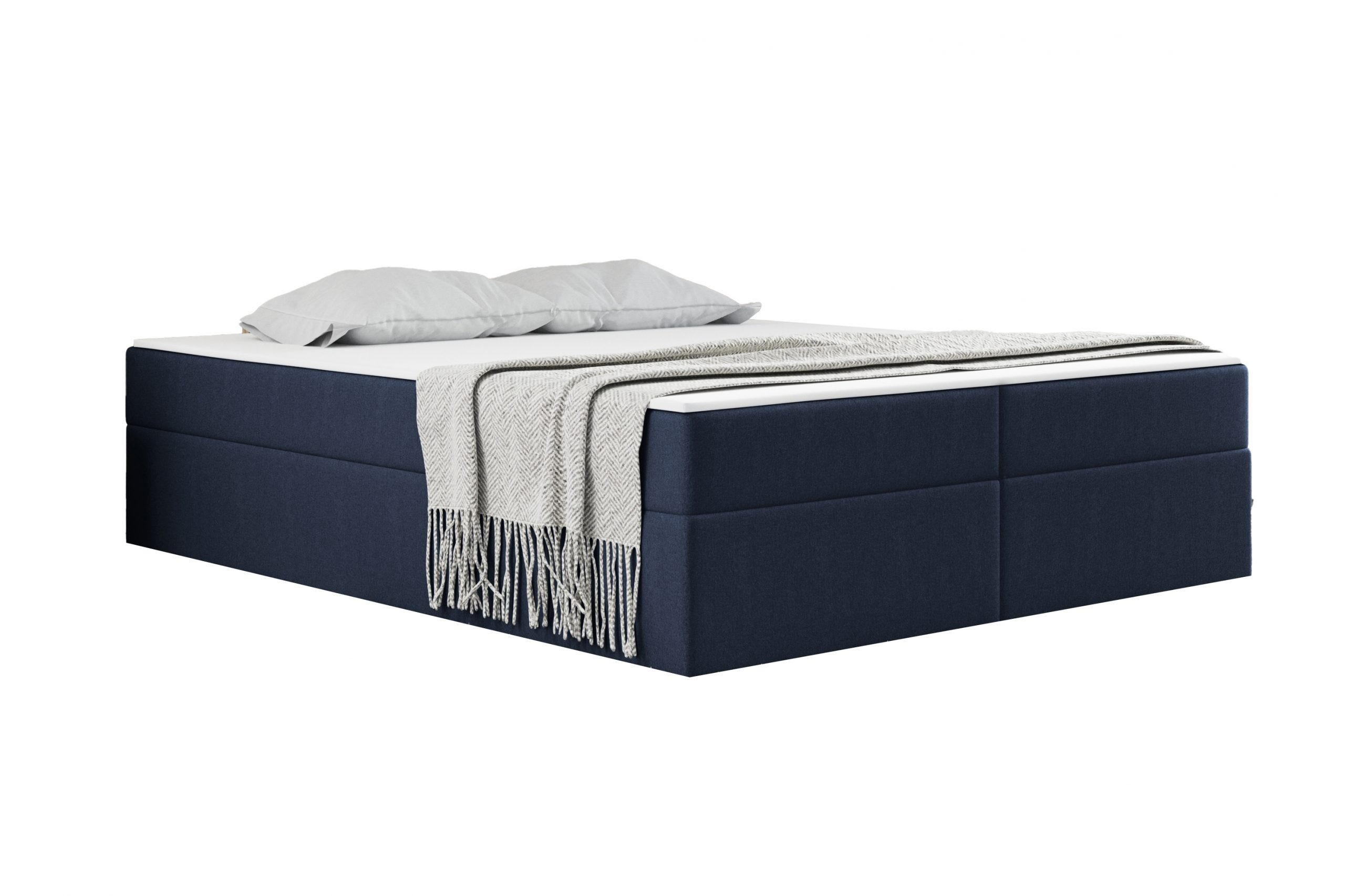 BOXBETT Mit Bettkasten Und Matratze Topper Ruben Marineblau 160x200 cm H3-Bonell - Dunkelblau, Holz/Textil (160/200cm) - Kaiser Möbel