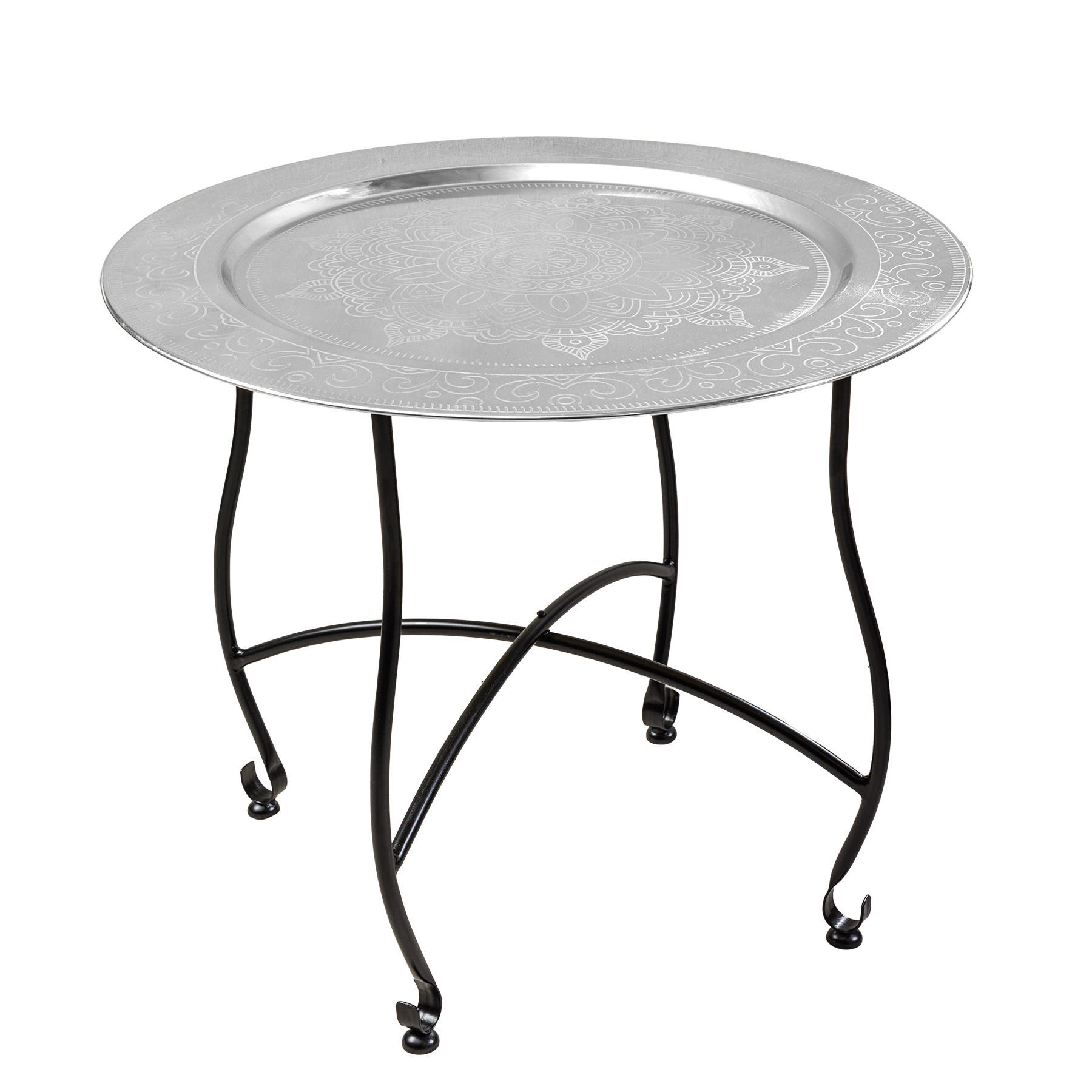 COUCHTISCH MARRAKESCH Eisen rund Silber 60cm - Silberfarben, Metall (60/60/51cm) - riess-ambiente