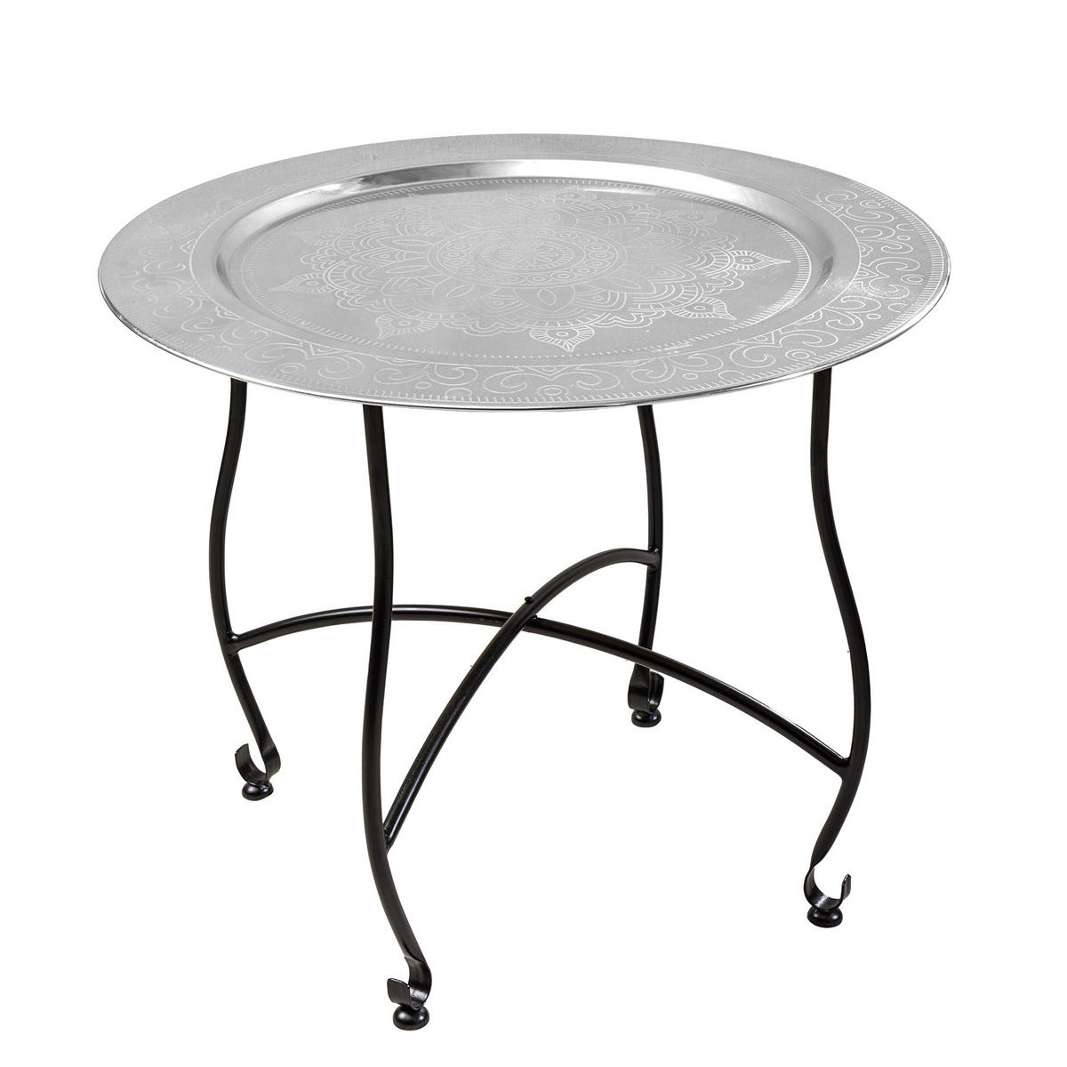 COUCHTISCH MARRAKESCH Eisen rund Silber 60cm - Silberfarben, Metall (60/60/51cm) - riess-ambiente