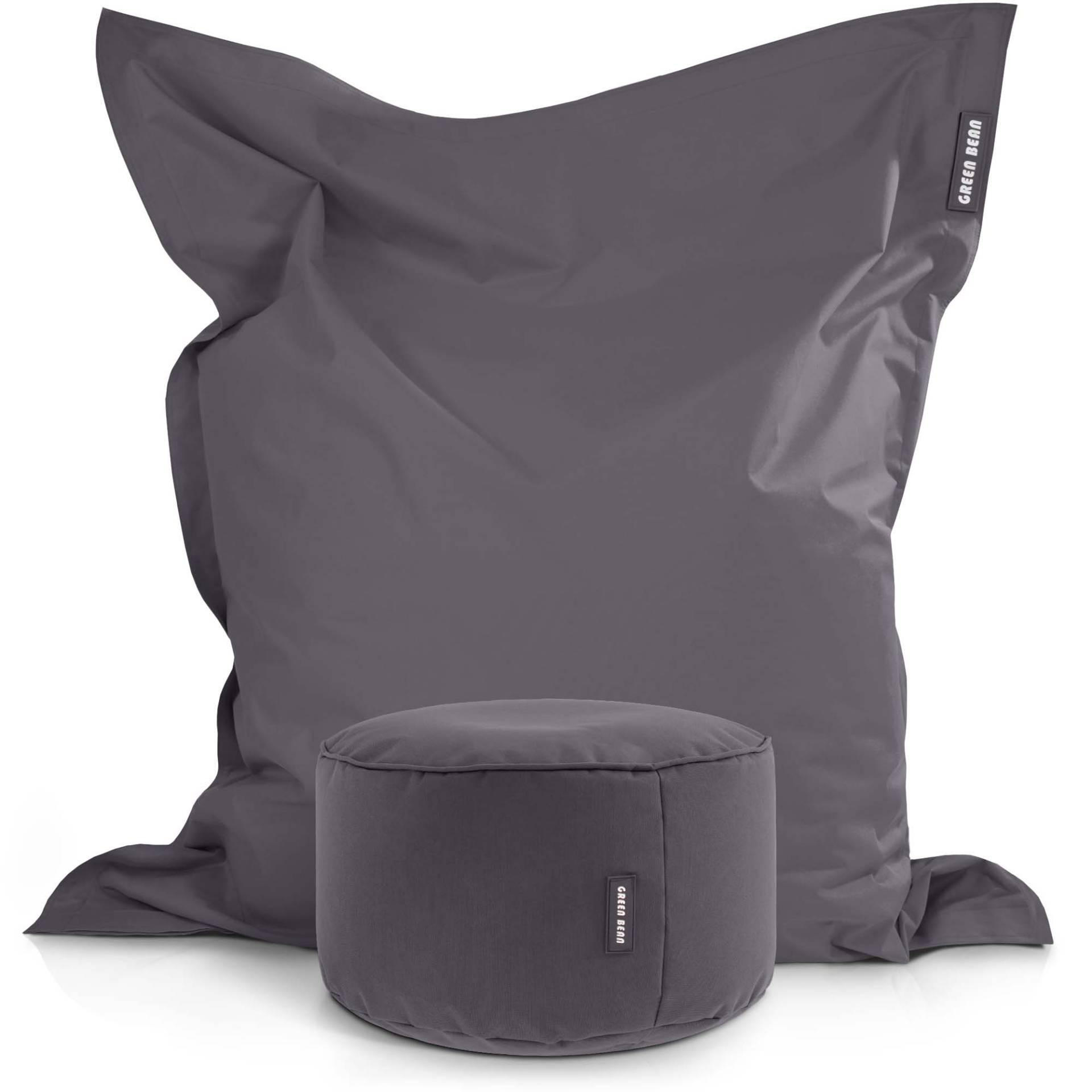 XXL-SITZSACK + Pouf 2er Set - 140x180cm - Anthrazit, Textil (140/25/180cm) - Green Bean