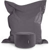 XXL-SITZSACK + Pouf 2er Set - 140x180cm - Anthrazit, Textil (140/25/180cm) - Green Bean