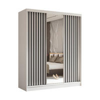 SCHWEBETÜRENSCHRANK Erika 180 cm mit Lamellen und Spiegel 3-türig, weiß, weiß, Lamelle schwarz - Schwarz/Weiß, Kunststoff (180/216/51cm) - Margaret Hadas24