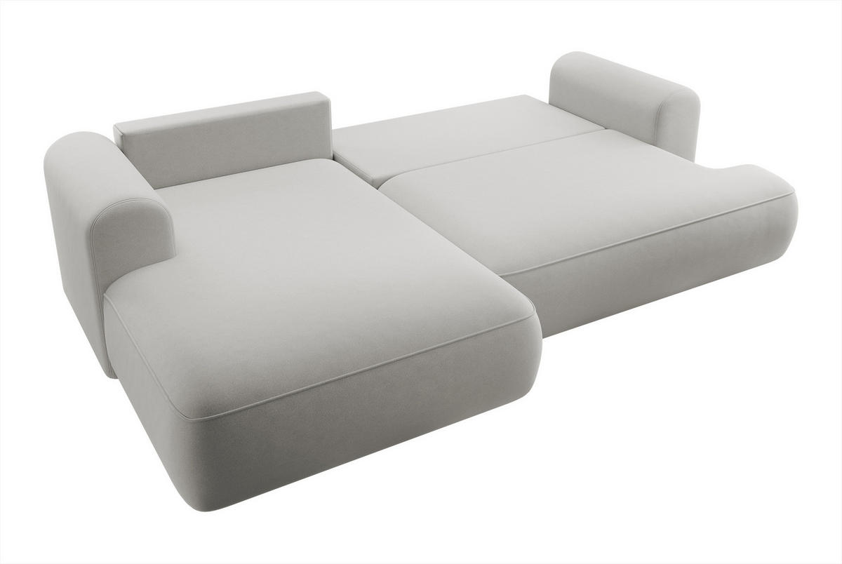 ECKSOFA Ovo Grau Velours - Schwarz/Grau, Kunststoff/Textil (260/165cm) - Selsey