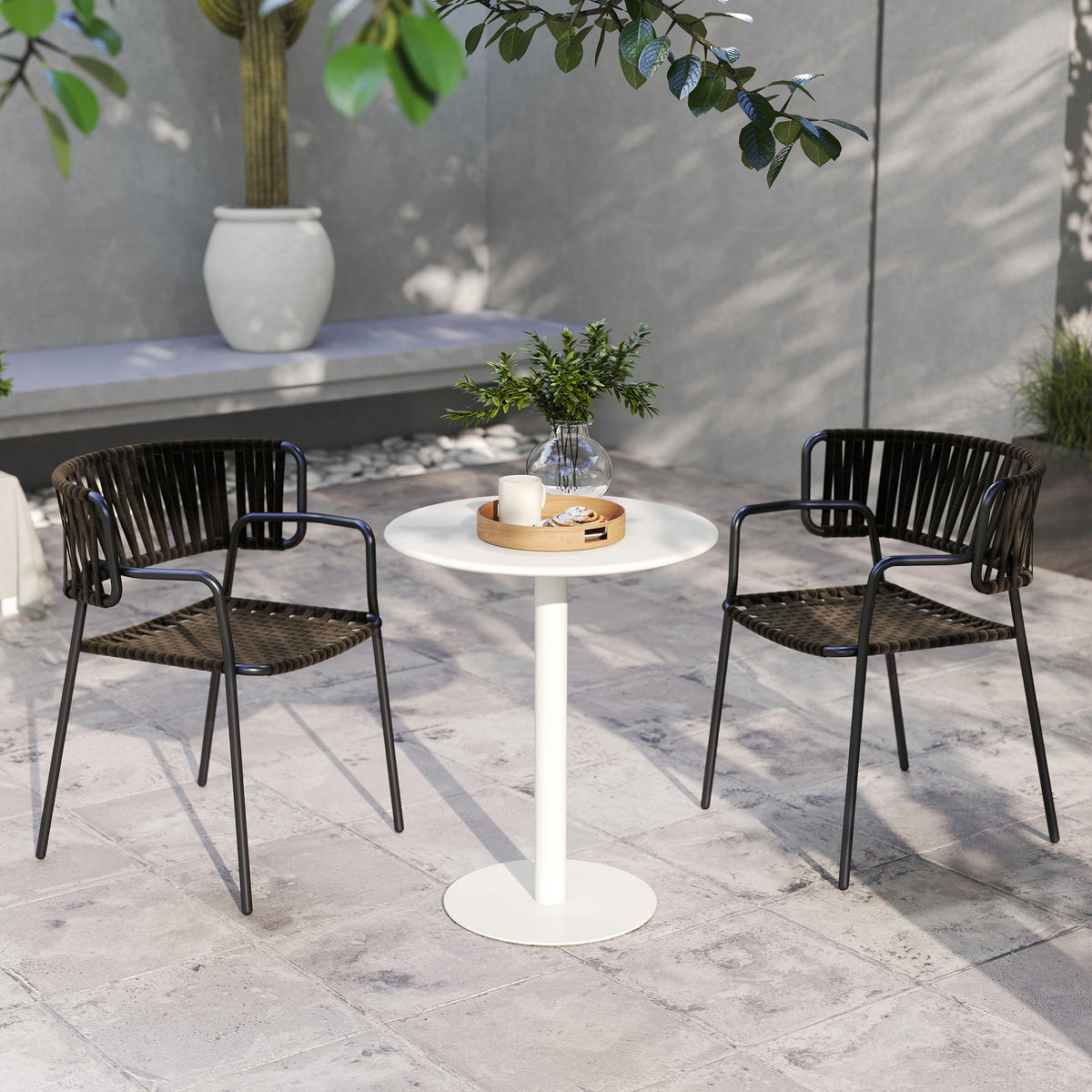 ESSTISCH, Runder Küchentisch für 2 Personen, Moderner Esszimmertisch, Weiß - Weiß, Metall (60/60/72cm) - HOMCOM