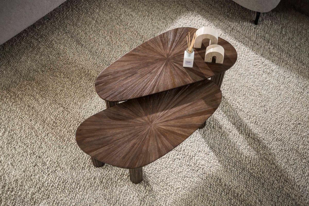 COUCHTISCH-SET INKA Braun Teakholz - Braun, Teakholz/Holz (84/39/43cm) - KAWOLA