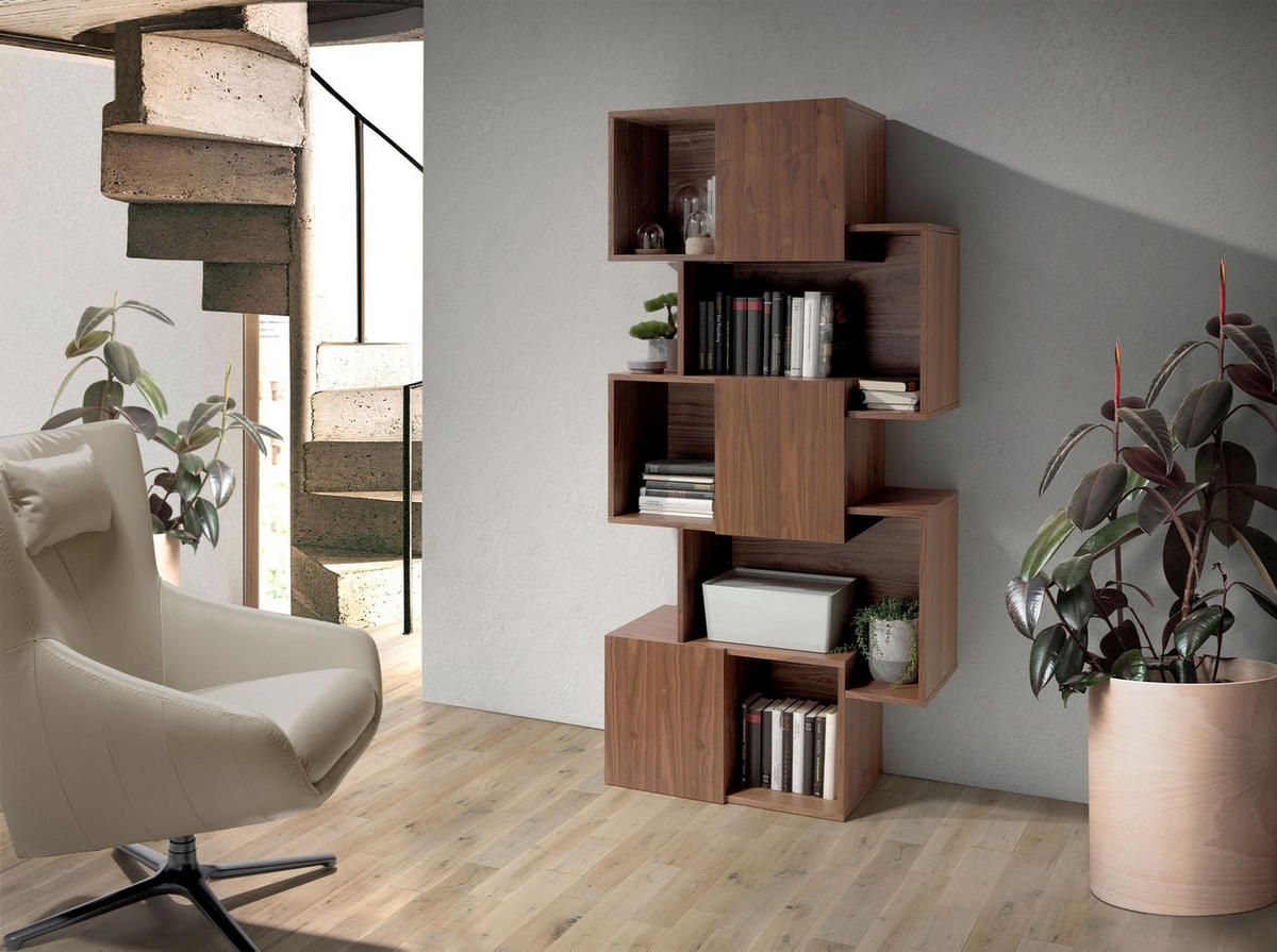 REGAL Walnussholzregal mit Türen 85/40/181 cm - Walnussfarben, Holz (85/181/40cm) - ANGEL CERDA