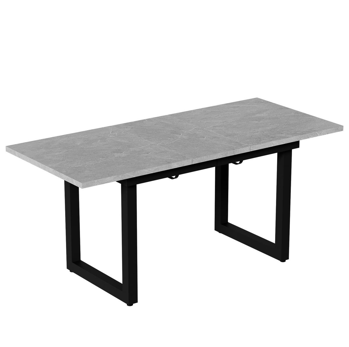 JEDÁLENSKÝ stôl, 140/180/80/75 cm sivá/čierna, rozkladací, MDF - čierna, kompozitné drevo (140/80/75cm) - BEAOK