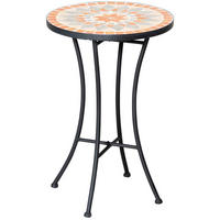GARTENTISCH Rund 35.5x35.5x53.5 cm Schwarze mit Mosaik-Muster & Metallrahmen - Naturfarben, Metall (35.5/35.5/53.5cm) - Modfu