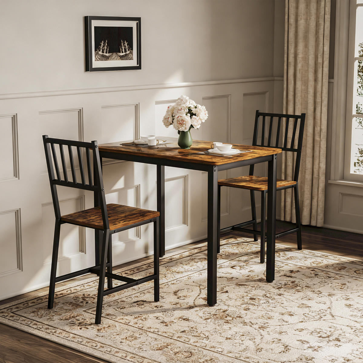 ESSGRUPPE DE-39325 3-teilig, mit 2 Stühlen Schwarz - Schwarz, Holzwerkstoff (90/75.5/60cm) - ComfortXL