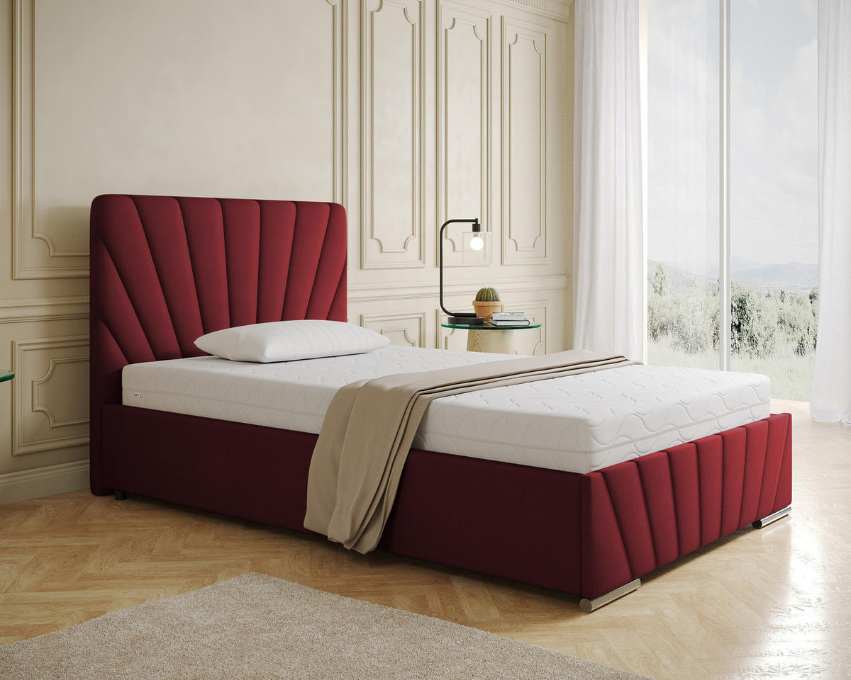 POLSTERBETT Ray 120 x 200 cm mit Bettkasten und Lattenrost, Federkernmatratze- rot - Rot, Holz (120/200cm) - Homesy
