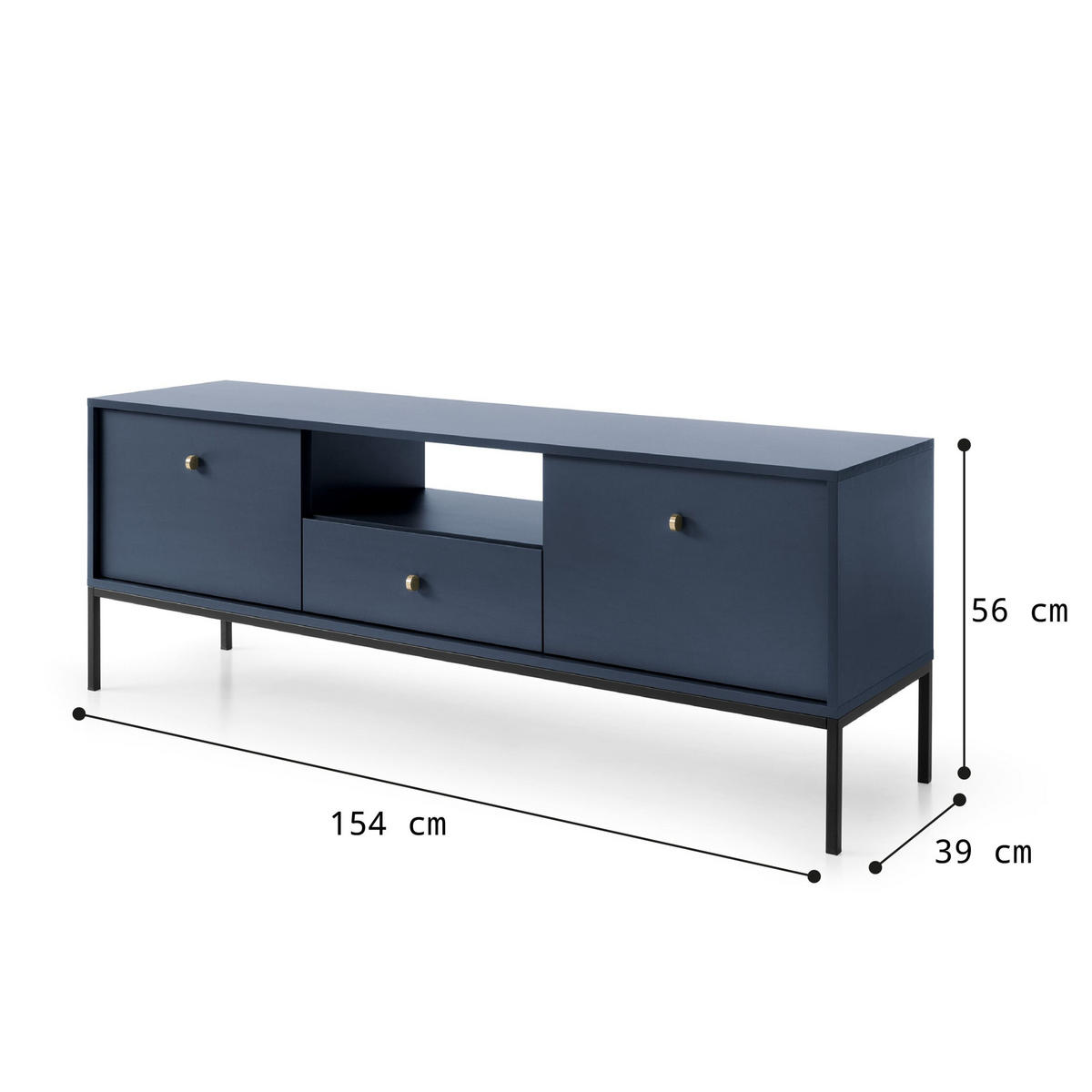 TV-ELEMENTE Melody IV 154 Dunkelblau + Schwarz - Schwarz/Dunkelblau, Holzwerkstoff (154/56/39cm) - Möblo