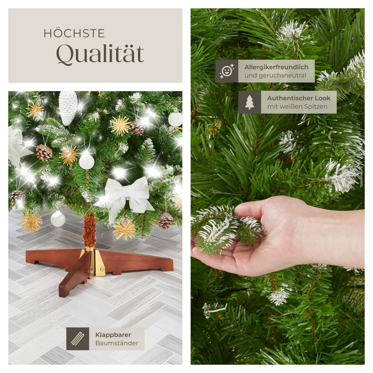 WEIHNACHTSBAUM Blitzen ,klappbarer Baumständer aus Holz, 110 x 180 cm,grün - Grün, Kunststoff (180cm) - tectake