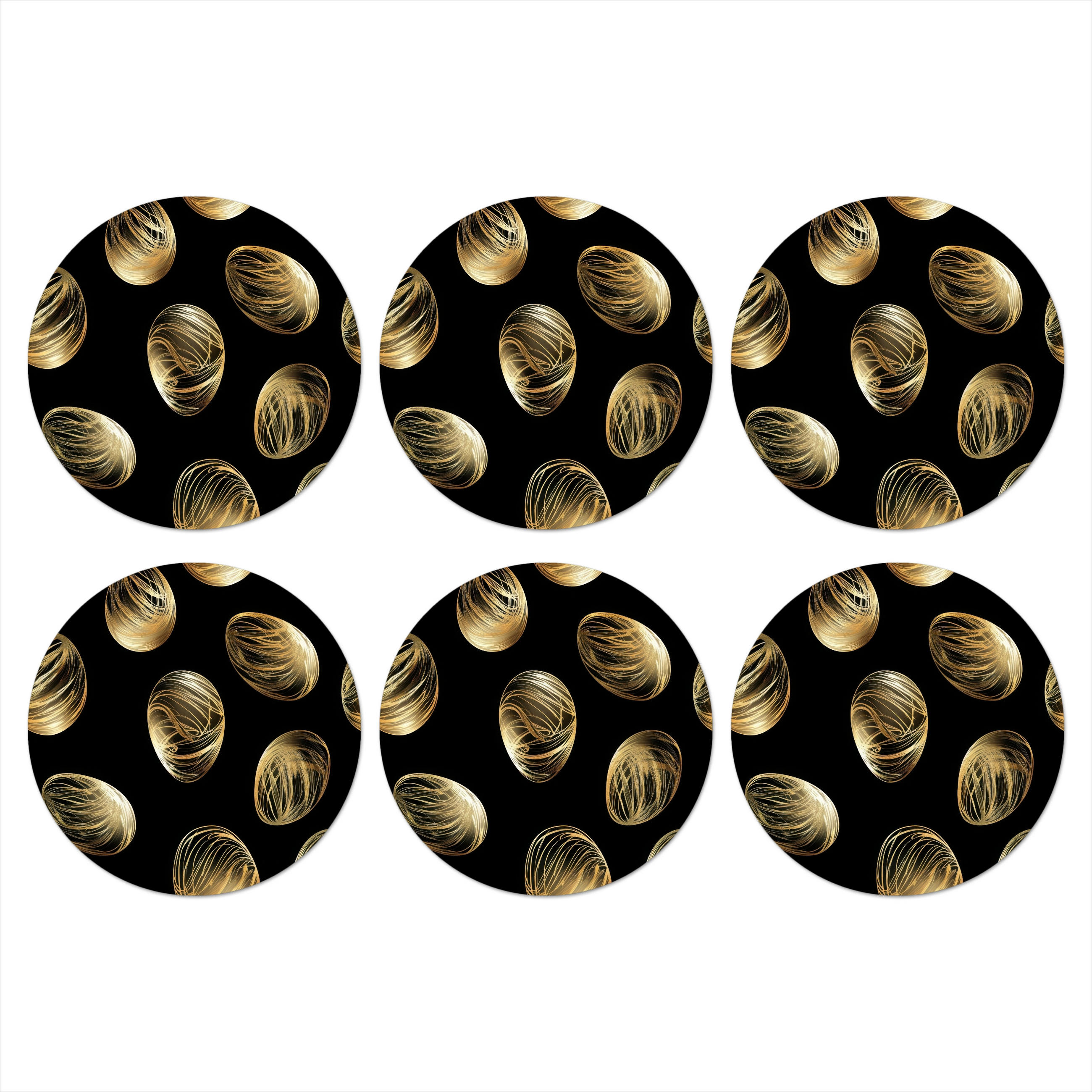 GLASUNTERSETZER Eier - Gold - Muster 10x10 cm - Schwarz, Naturmaterialien (10/0.2cm) - MuchoWow