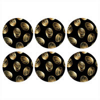 GLASUNTERSETZER Eier - Gold - Muster 10x10 cm - Schwarz, Naturmaterialien (10/0.2cm) - MuchoWow