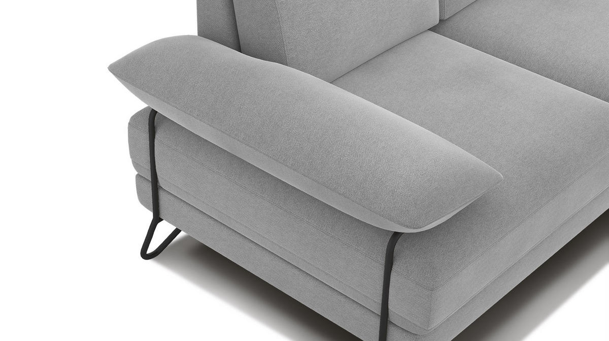 SOFA LORI 2-Sitzer, hellgrau - Hellgrau/Schwarz, Holzwerkstoff/Textil (185/87/96cm) - Courtois Laville
