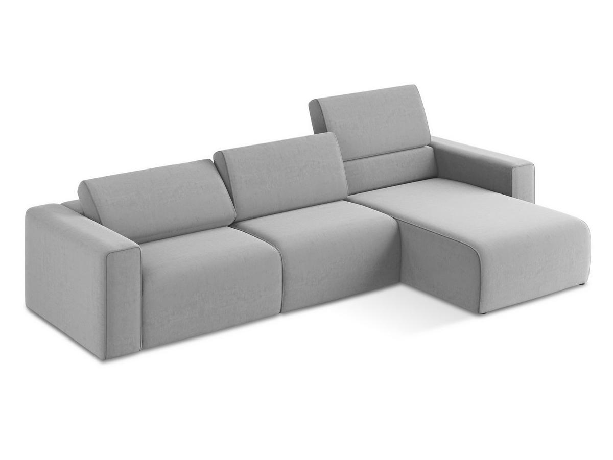 ECKSOFA Rechts Samt Stoff Grau - Creme/Schwarz, Kunststoff/Textil (314/167cm) - Makamii