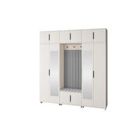 GARDEROBE Napoli version 12 mit Spiegel, mit POLSTERPANEELEN GRAU - Beige/Grau, Holzwerkstoff (210/229/40cm) - Jerpax