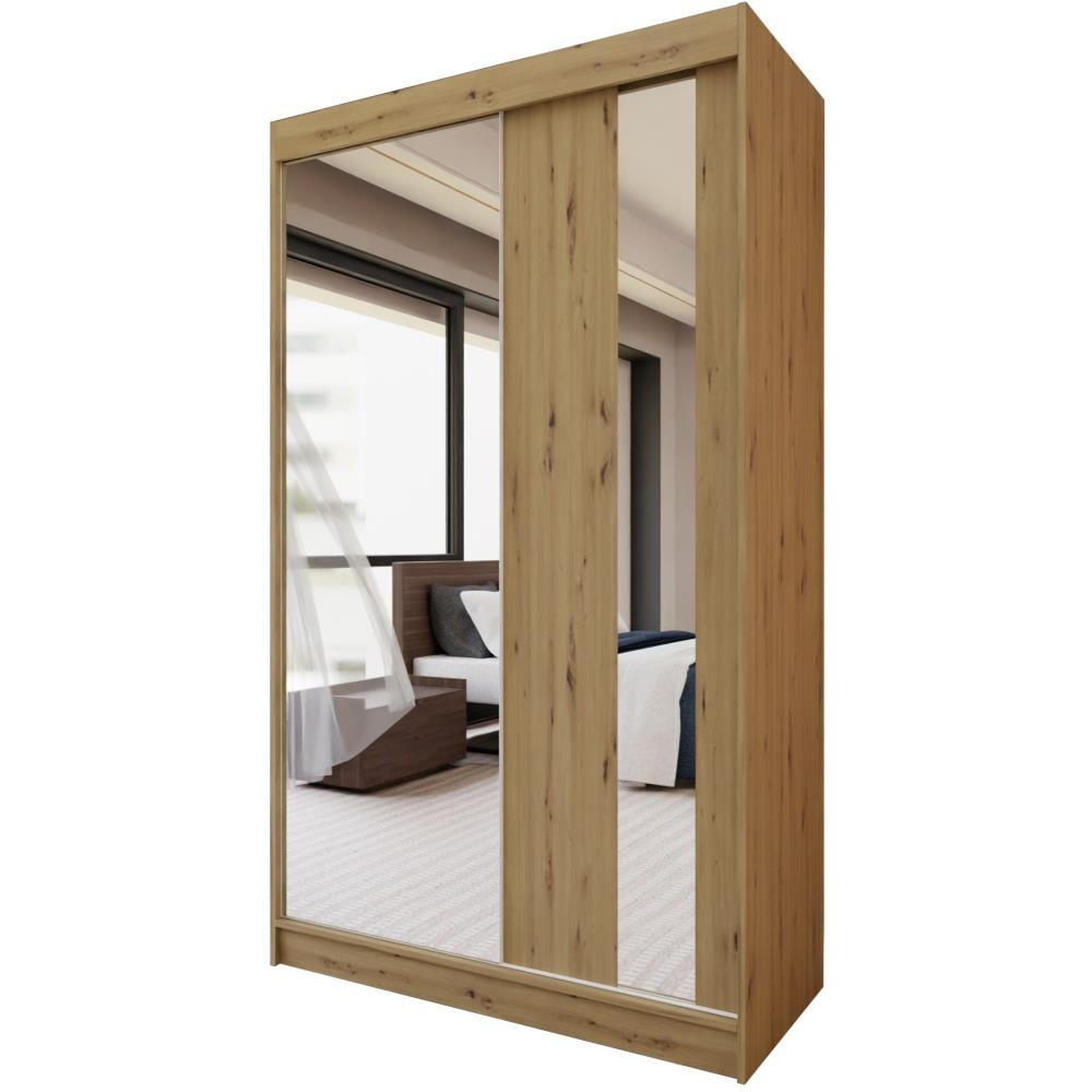 SCHWEBETÜRENSCHRANK Gaja 120/216/61 eiche Artisan mit Spiegel und Schubladeneinsätze - Eiche Artisan, Holzwerkstoff (120/216/61cm) - Beautysofa