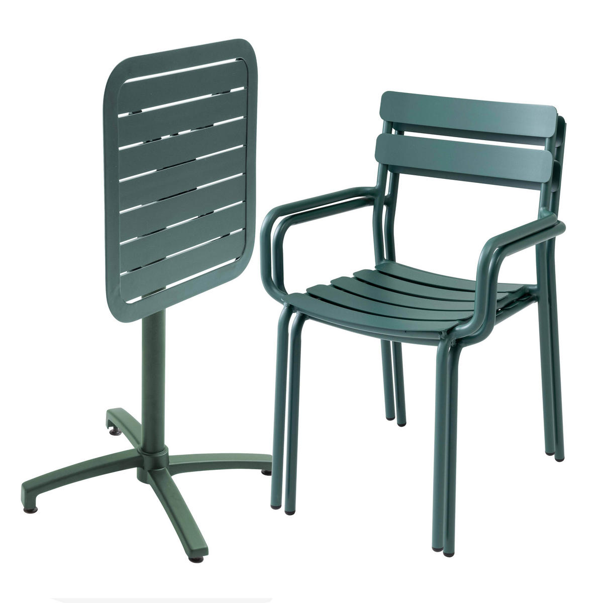 GARTENSET 3-tlg., Dunkelgrünen - Grün, Metall - Oviala