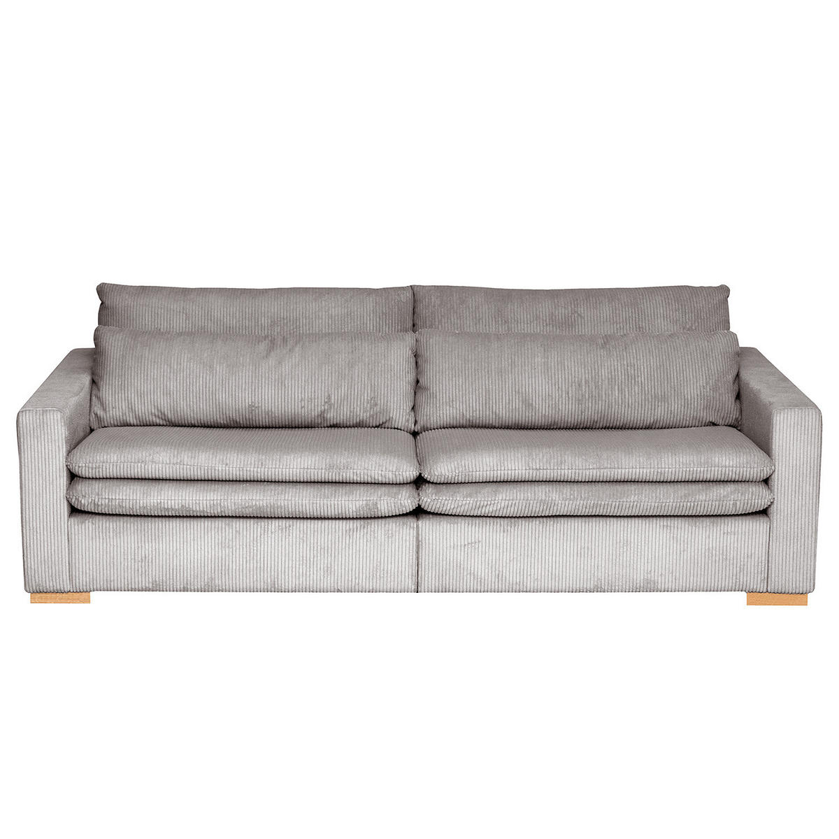 BIGSOFA - Eichefarben/Hellgrau, Eichenholz/Textil (240/82/104cm) - home24