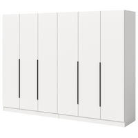 KLEIDERSCHRANK weiß 6-türig 240 x 181 cm, Drehtürenschrank mit Kleiderstange - Schwarz/Weiß, Holzwerkstoff/Kunststoff (240/181/52cm) - Inn.Furn